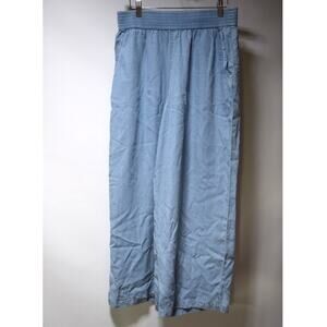 DKNY Jeans Light Blue Wide Leg Tencel Pants Size Large Elastic Waist Casual